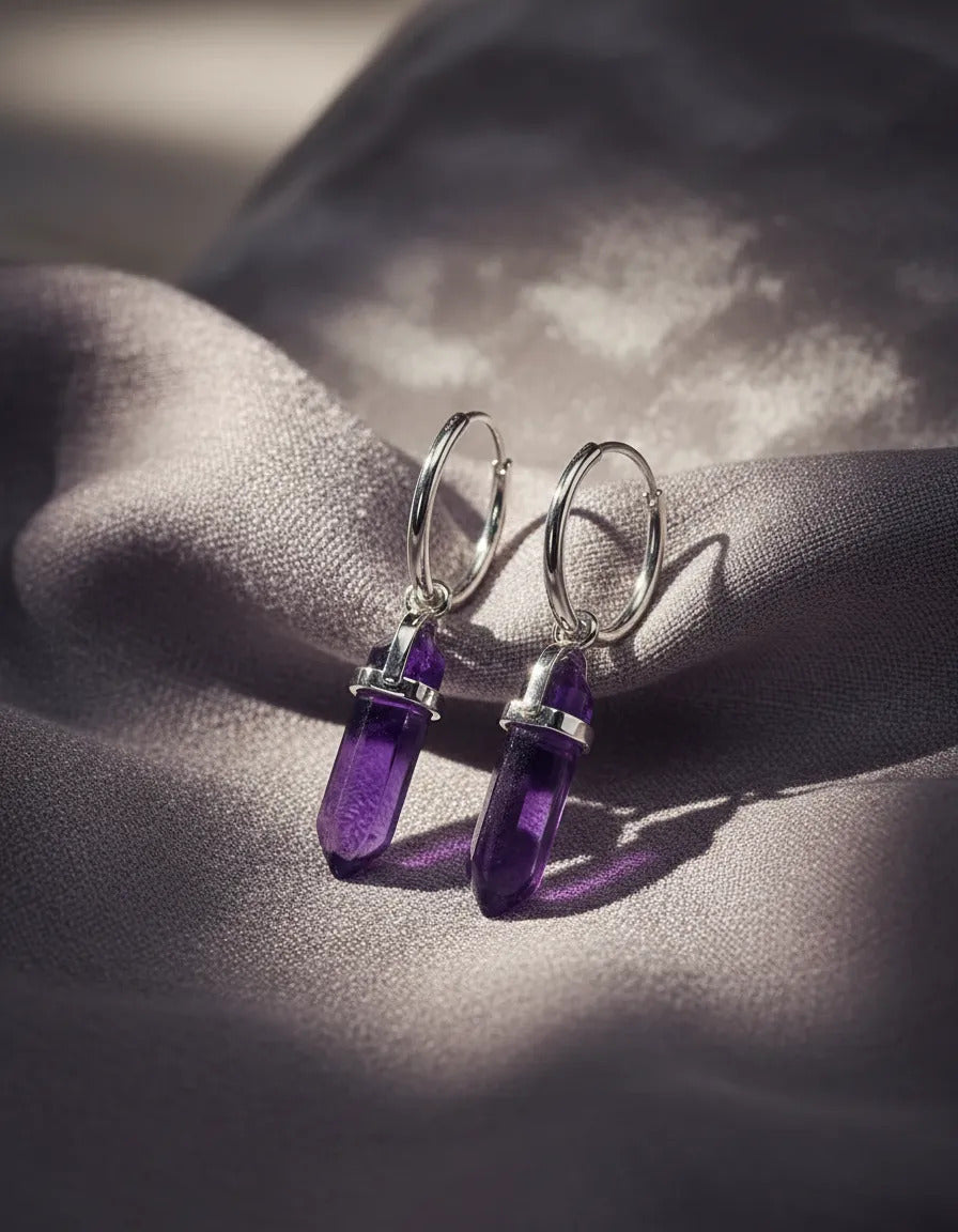 Aros Amatista plata 925