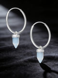 Aros piedra luna argolla 17 mm plata 925
