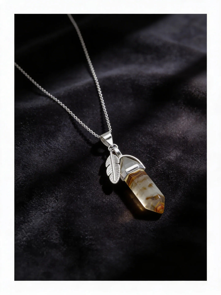 Collar ojo de tigre pluma Plata 925