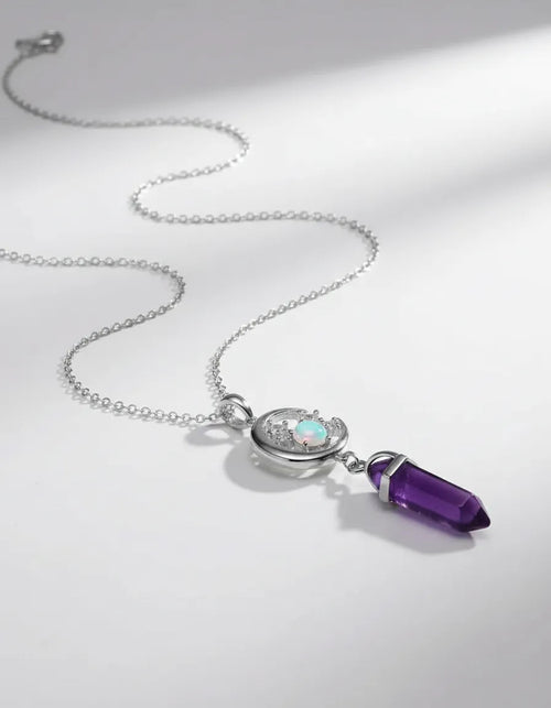 Collar amatista piedra luna plata 925