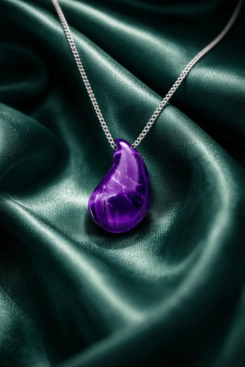 Collar amatista gota de agua plata 925