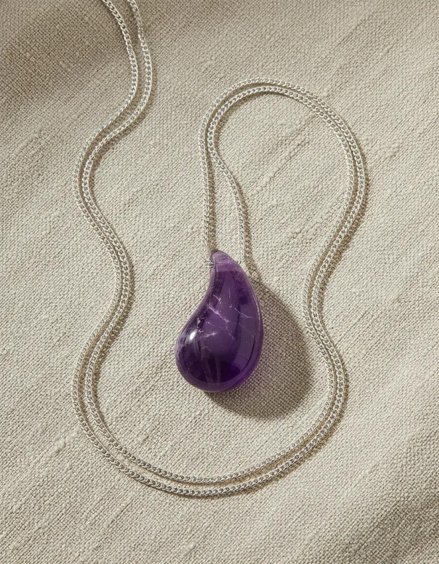 Collar amatista gota de agua plata 925