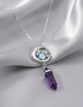 Collar amatista piedra luna plata 925