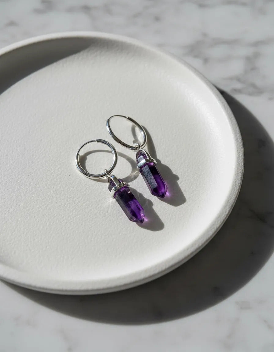 Aros Amatista plata 925